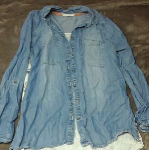 Patterned-back chambray shirt - Picture 2 of 3